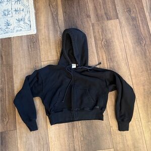 TNA Cropped Black Zip-Up Hoodie